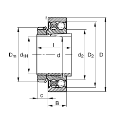 ���{(di��o)�����S�� 2205-K-2RS-TVH-C3 + H305, ����(j��) DIN 630 �� DIN 5415 �˜ʵ���Ҫ�ߴ�, ���F�׺;o�������ɂ�(c��)���ܷ�