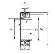 �{�ĝL���S�� 23052-K-MB + AH3052, ����(j��) DIN 635-2 �˜ʵ���Ҫ�ߴ�, ���F�׺���ж��